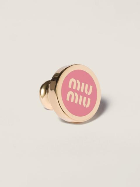 Miu Miu Enameled metal logo brooch