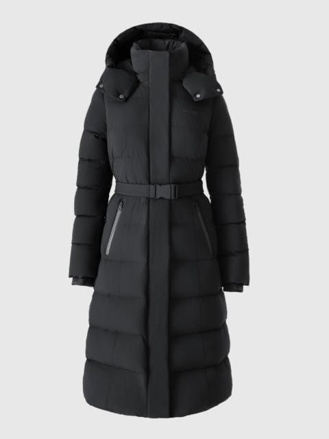 MACKAGE CORALIA-CITY Recycled Down Coat with Storm Visor and Belt
