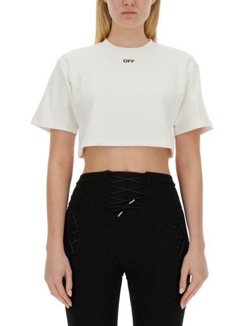 Off-White Off-White Women Ribbed Cropped T-Shirt