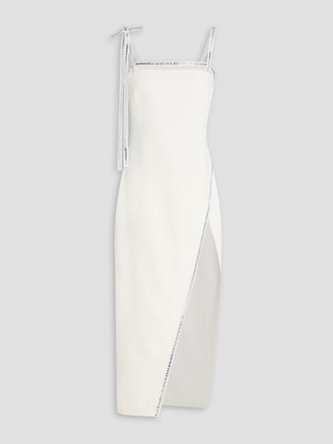 David Koma Bow-detailed crystal-embellished crepe midi dress