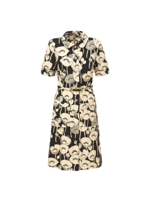 GUCCI Poppy Flowers Print Jersey Dress