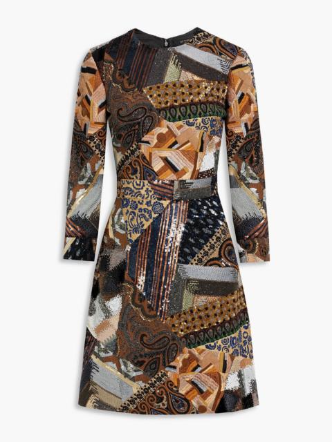 Etro Embellished patchwork-effect wool dress