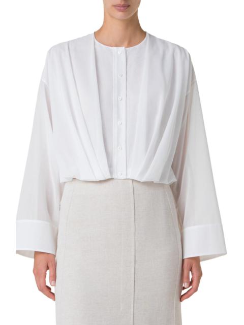 AKRIS Akris Cotton Voile Crop Button-Up Shirt in Pure White at Nordstrom