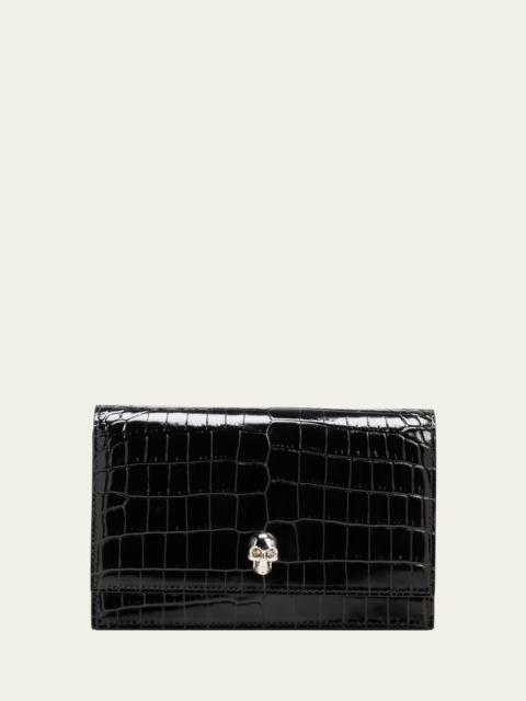 Mini Skull Croc-Embossed Crossbody Bag