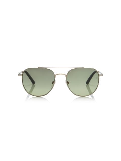 Oliver Peoples x Roger Federer R-10 Aviator-Frame Metal Sunglasses grey
