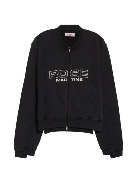 Martine Rose Martine Rose Shrunken Full Zip Logo Sweatshirt in Black at Nordstrom