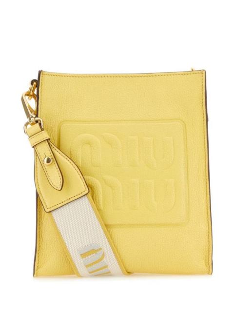 Miu Miu Woman Yellow Leather Crossbody Bag