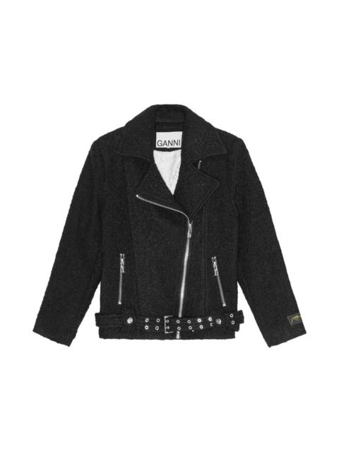 GANNI Boucle wool biker jacket