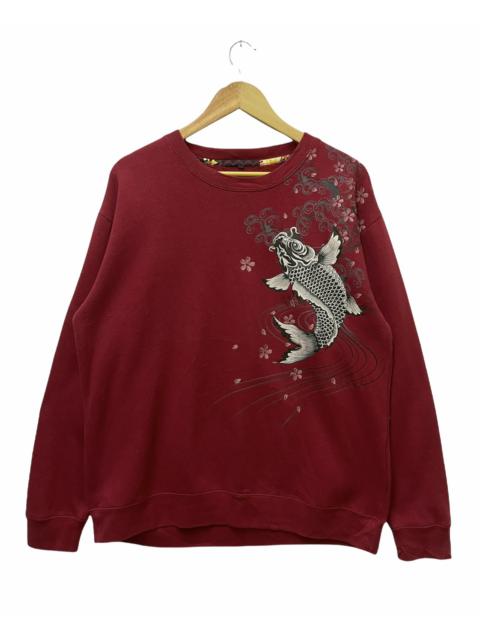 Other Designers Japanese Brand - Vintage Koi Fish Diamond Big Logo Sweatshirt Red