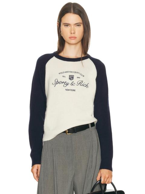 Sporty & Rich Syracuse Cashmere Baseball Sweater