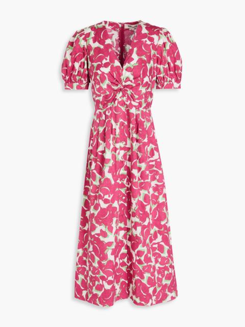 DIANE VON FURSTENBERG Heather twisted printed cotton-blend poplin midi dress