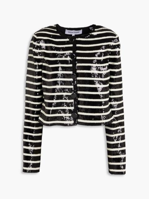 VERONICA BEARD Mickey striped sequined woven jacket