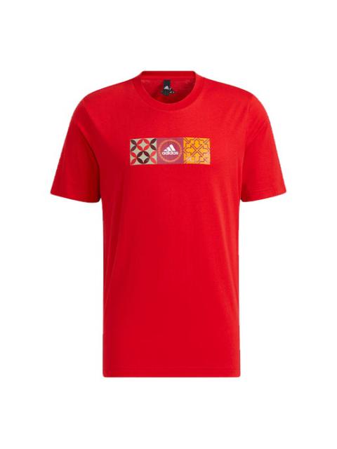 adidas Cny Gfx Tee limited Logo Printing Sports Round Neck Short Sleeve Red HI3292