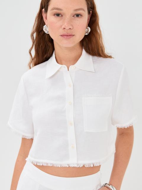 SIMKHAI Solange Short Sleeve Cropped Shirt
