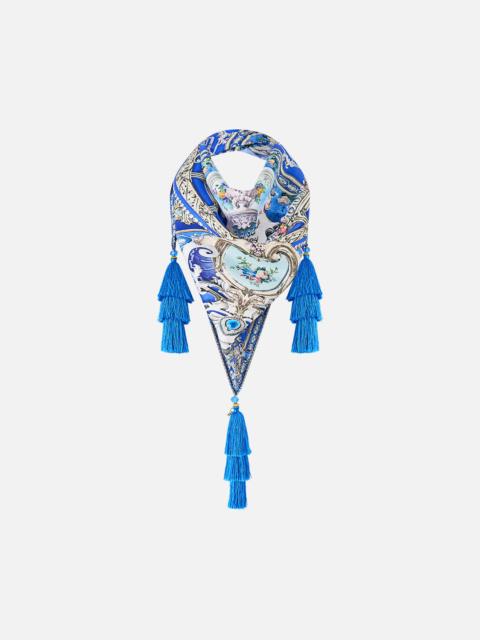 CAMILLA TRIANGLE SCARF WITH TASSELS