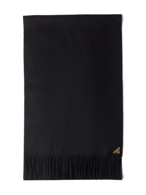 Prada triangle-logo fringed scarf