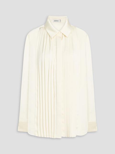 SIMKHAI Vinka pleated satin-paneled georgette shirt