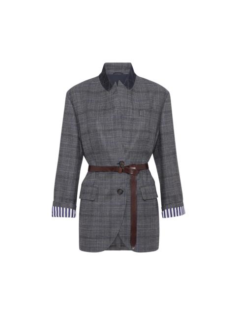 Brunello Cucinelli Brunello Cucinelli Prince of wales blazer in Grey at Nordstrom