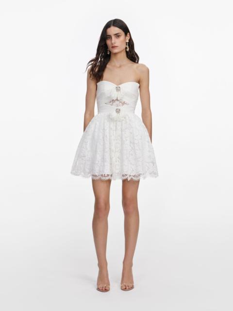 self-portrait White Lace Bow Mini Dress