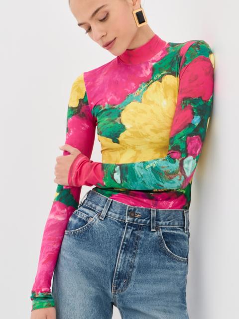 Balmain Second Skin Roses Print Jersey Top