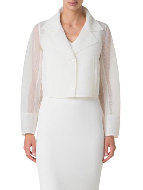 AKRIS Akris Alice Techno Grid Double Layer Crop Jacket in Pure White at Nordstrom