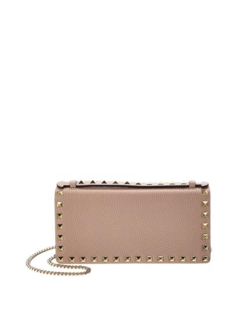 Valentino Valentino Rockstud Grainy Leather Wallet on Chain