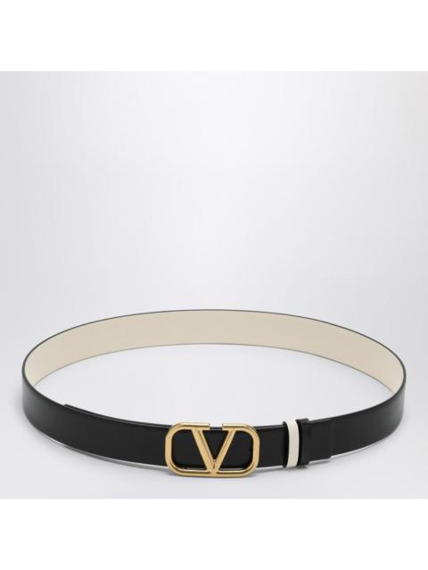 Valentino Valentino Garavani Vlogo Signature Black/Ivory Reversible Belt Women