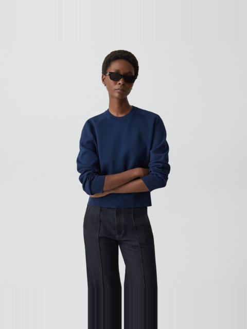 Theory Cropped Crewneck Sweater in Light Bilen