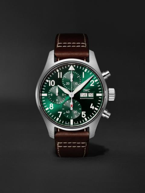 IWC Schaffhausen Pilot's Automatic Chronograph 41mm Stainless Steel and Leather Watch, Ref. No. IW388103 Green