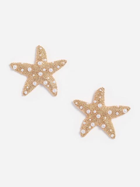 self-portrait Textured Gold Sea Star Earrings