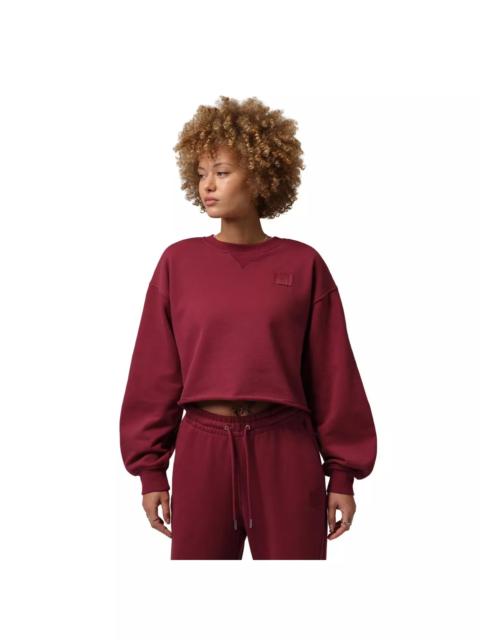 Jordan Women's Flight Fleece Mod-Crop Crew-Neck Sweatshirt -Red