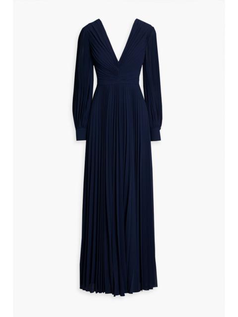 Other Designers Pleated crepe de chine maxi dress