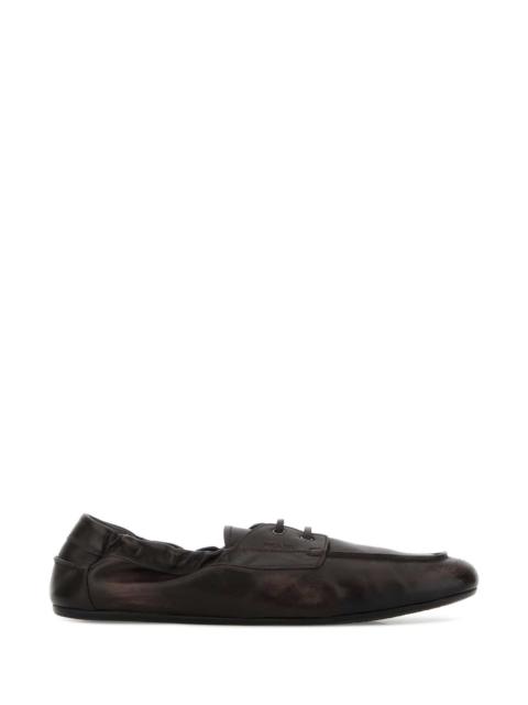 Prada Prada Men Dark Brown Leather Loafers