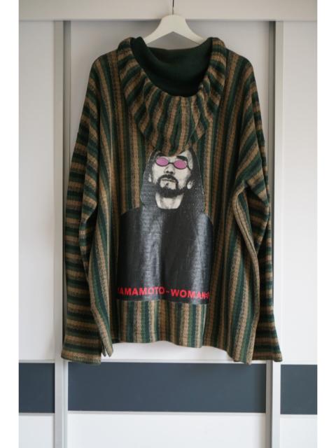 Yohji Yamamoto Yohji Yamamoto 98ss Old Man Print Striped Hoodie