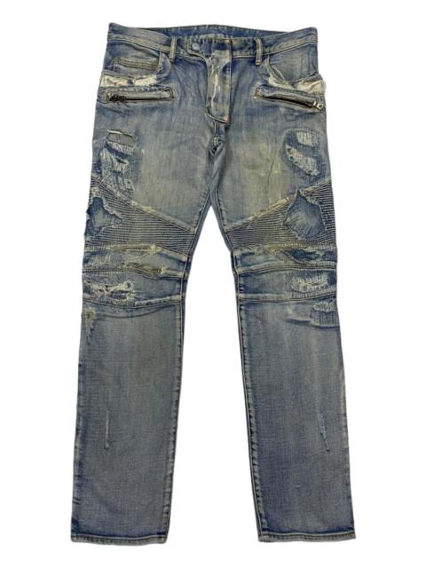 Distressed Denim - 🔥BIKER JEANS BALMAIN DISTRESSED RIPS BIKER DENIM JEANS