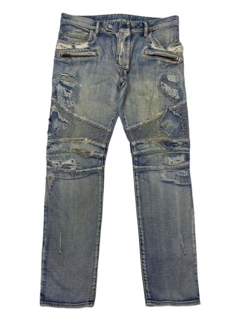 Other Designers Distressed Denim - 🔥BIKER JEANS BALMAIN DISTRESSED RIPS BIKER DENIM JEANS