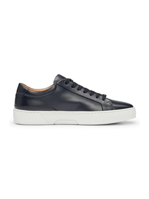 BOSS GARY LEATHER LOW-TOP TRAINERS WITH BRANDED LACE LOOP