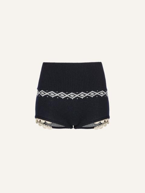 MAGDA BUTRYM Lace-trim wool shorts in navy