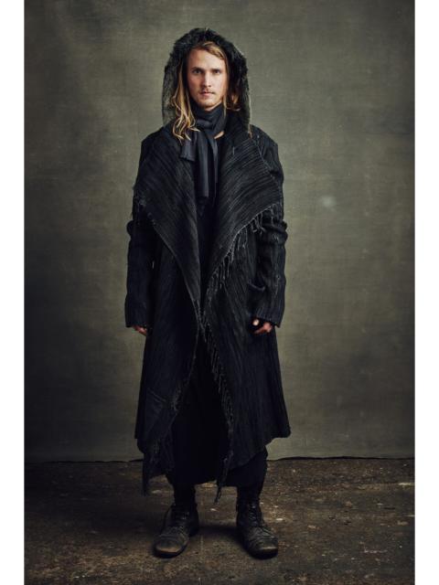 Greg Lauren FW16 Greg Lauren Fur Hood Charcoal Woven Leather Nomad Coat