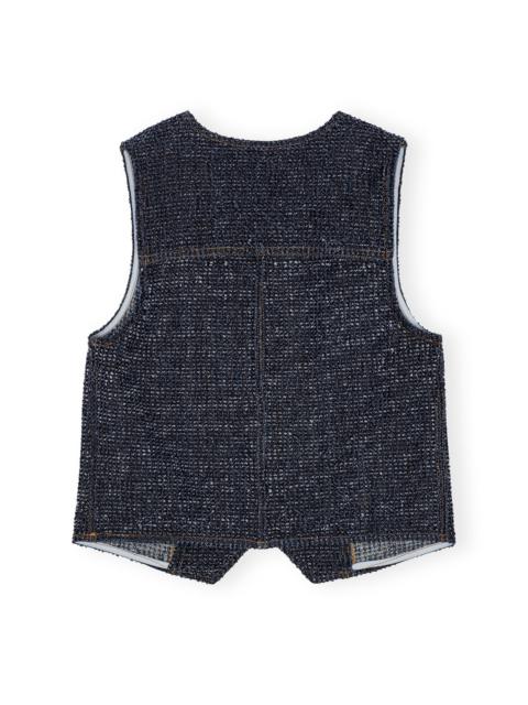 GANNI DARK BLUE FLUFFY DENIM VEST