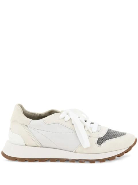 Brunello Cucinelli Brunello Cucinelli Women Suede And Techno Fabric Runners With Precious Toe
