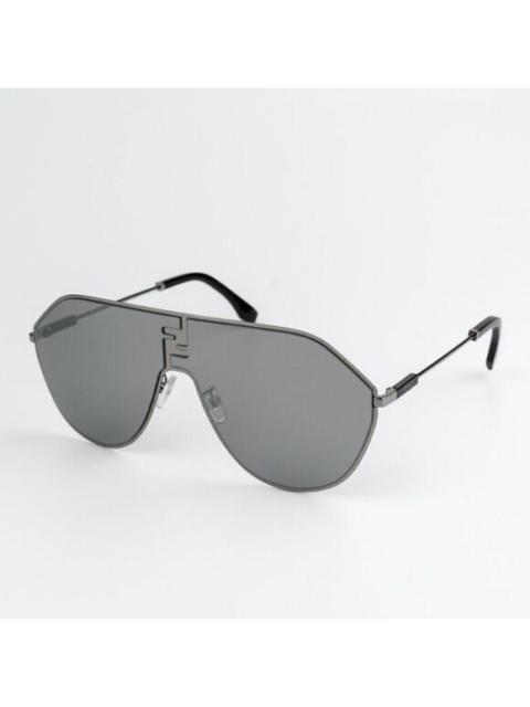 FENDI NEW Fendi FE40080U FF MATCH 12C Ruthenium Smoke Mirror Unisex Round Sunglasses