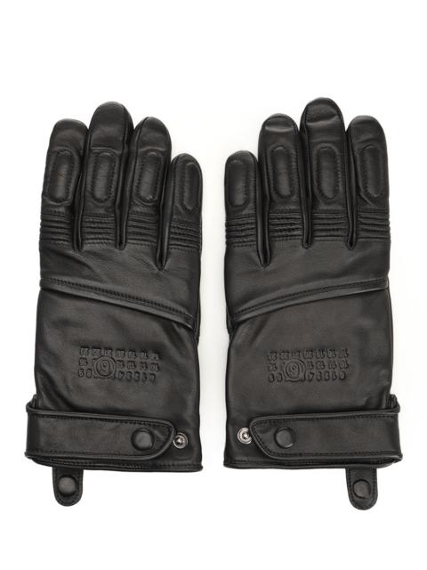 MM6 Maison Margiela Leather Biker Gloves Black