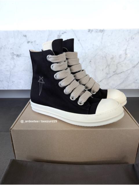 Rick Owens DRKSHDW *NEW* CANVAS JUMBOLACE PENTAGRAM RAMONES BLACK