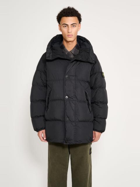 Stone Island STONE ISLAND GARMENT DYED CRINKLED REPS NY HOODED DOWN JACKET BLACK