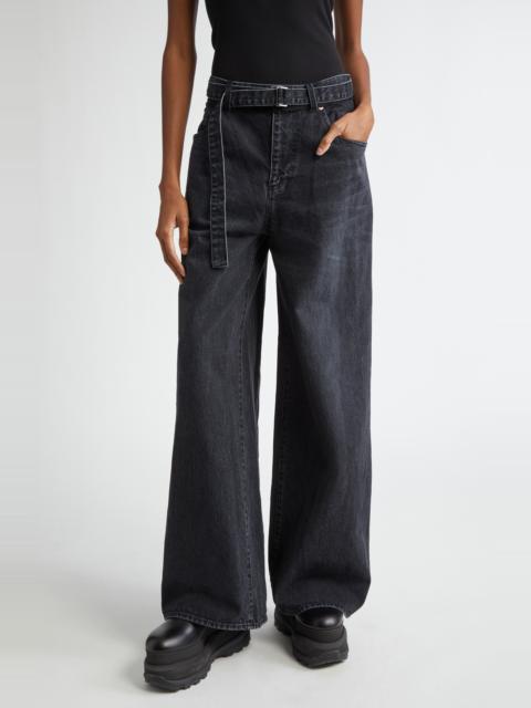 sacai Belted Wide Leg Jeans