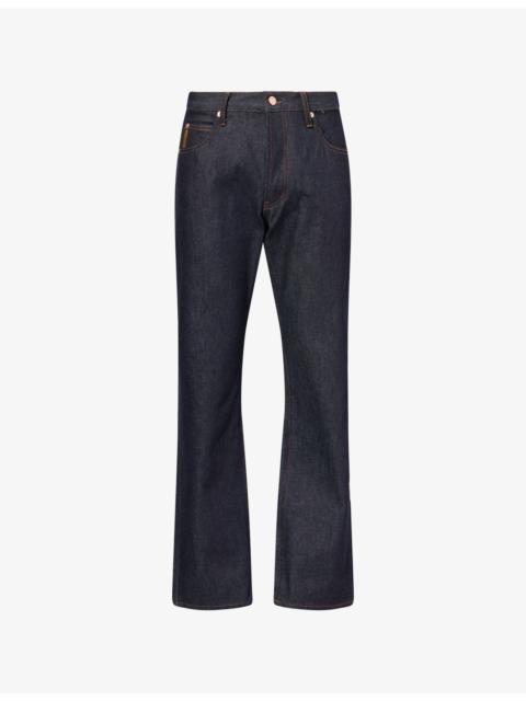 EMPORIO ARMANI Brand-Patch Tapered-Leg Denim Jeans