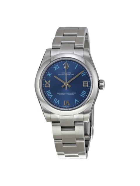 Pre-owned Rolex Oyster Perpetual Azzuro Blue Dial Ladies Watch 177200BLRO