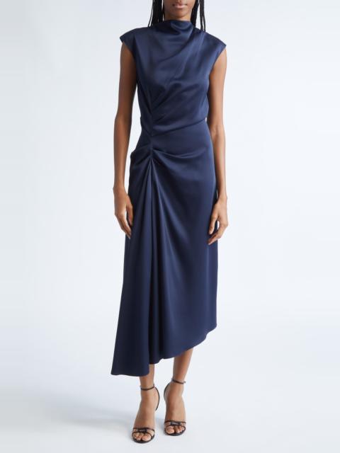 MICHAEL KORS COLLECTION Michael Kors Collection Cowl Neck Satin Cinch Dress in Midnight at Nordstrom