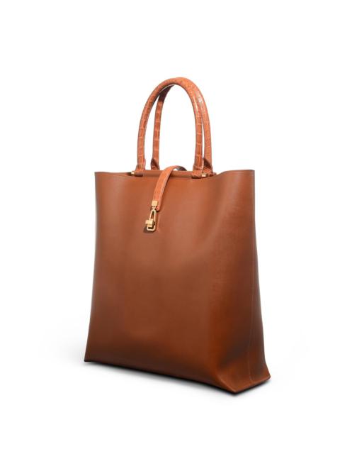 GABRIELA HEARST Vevers Tote Bag in Cognac Leather with Crocodile Leather Handle